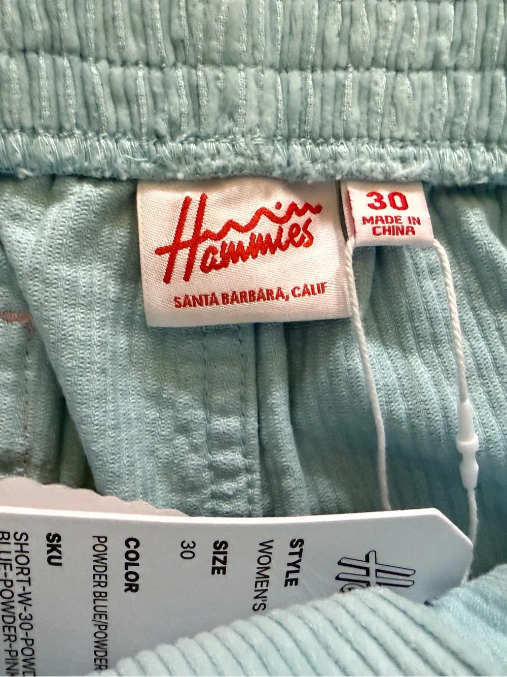 Hammies Women’s Corduroy Shorts Size 30 Powder Blue Pink NWT